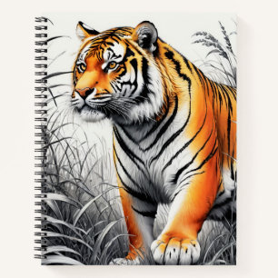 Carnet Tiger Art Color Partiel noir blanc dessin