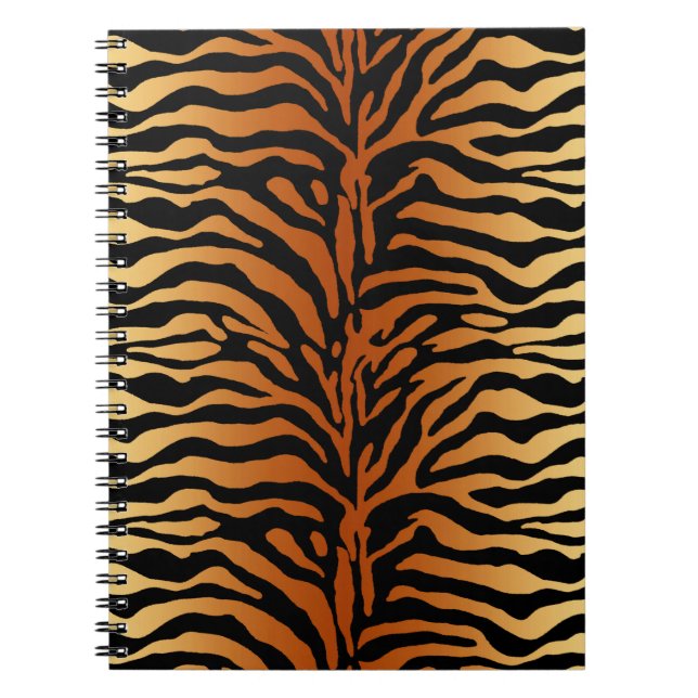 Carnet Tiger Stripes Poster de animal, Ambre, Noir et Tan (Devant)