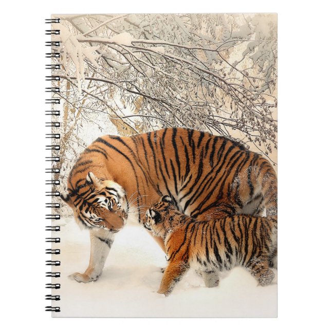 Carnet Tigre avec petit dans la neige (Devant)