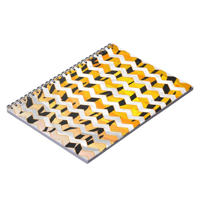 Carnet Tigre Chevron noir et orange (Côté gauche)