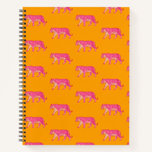 Carnet Tigre rose chaud sur Motif orange gras