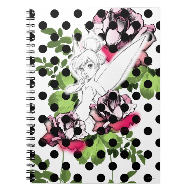 Carnet Tinker Bell Sketch avec Roses et Pois (Devant)