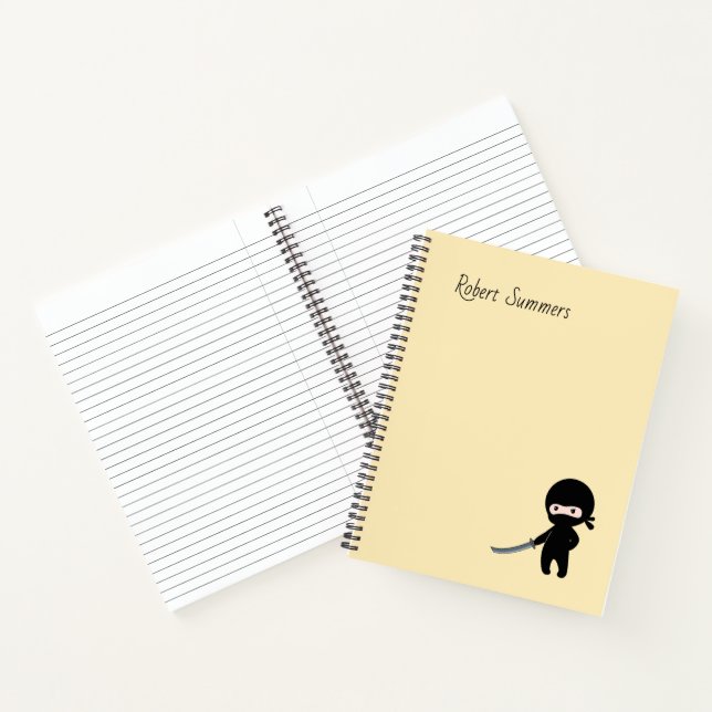 Carnet Tiny Angry Ninja Custom Name on Yellow (Intérieur)