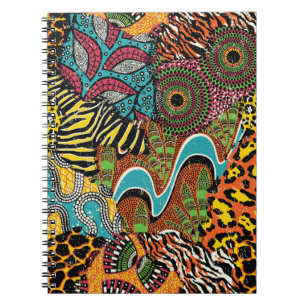 Carnet Tissu africain traditionnel et peaux d'animaux sau
