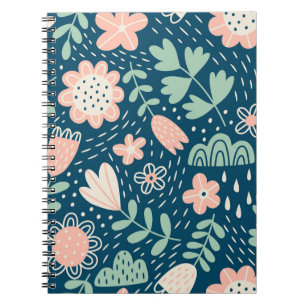 Carnet Tissu étoffé floral à la main. Motif Seamel