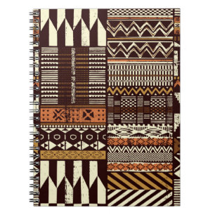 Carnet Tissu tribal africain patchwork abstrait vin
