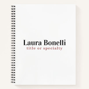 Carnet Titre de nom simple Moderne Minimaliste Profession
