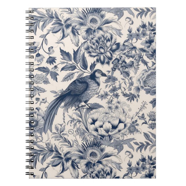Carnet Toile bleue vintage Fleurie (Devant)
