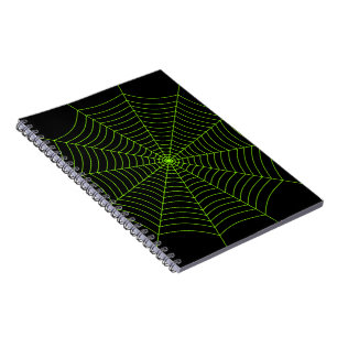 Carnet Toile d'araignée verte néon noir motif Halloween