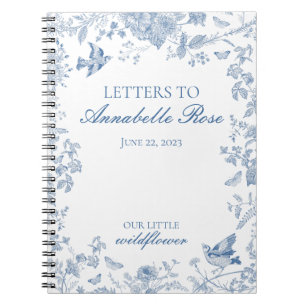 Carnet Toile de Jouy Bleue Lettres Florales à la Fille d'