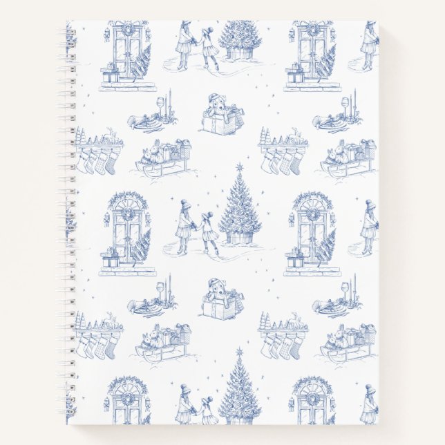 Carnet Toile de Noël bleu blanc (Devant)