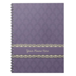 Carnet Ton pourpre de damassé sur le ton