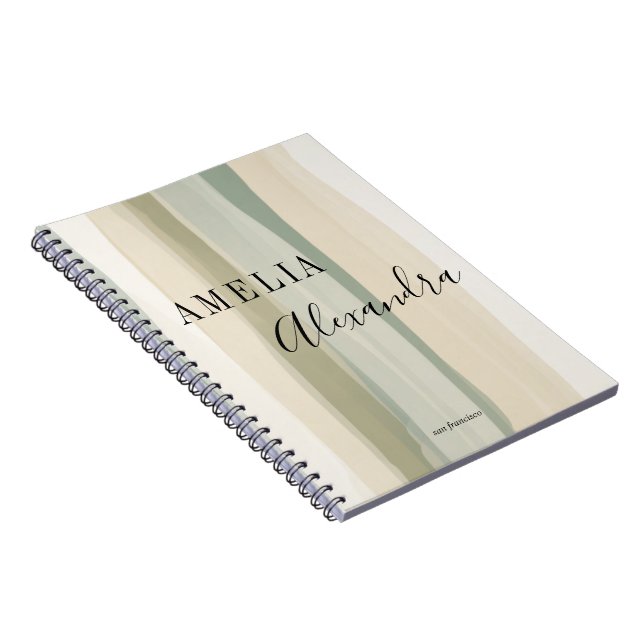 Carnet tonalité terrestre Boho Retro Script Lignes Abstra (Côté Droit)