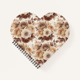 Carnet Tons café Floral Rose Motif