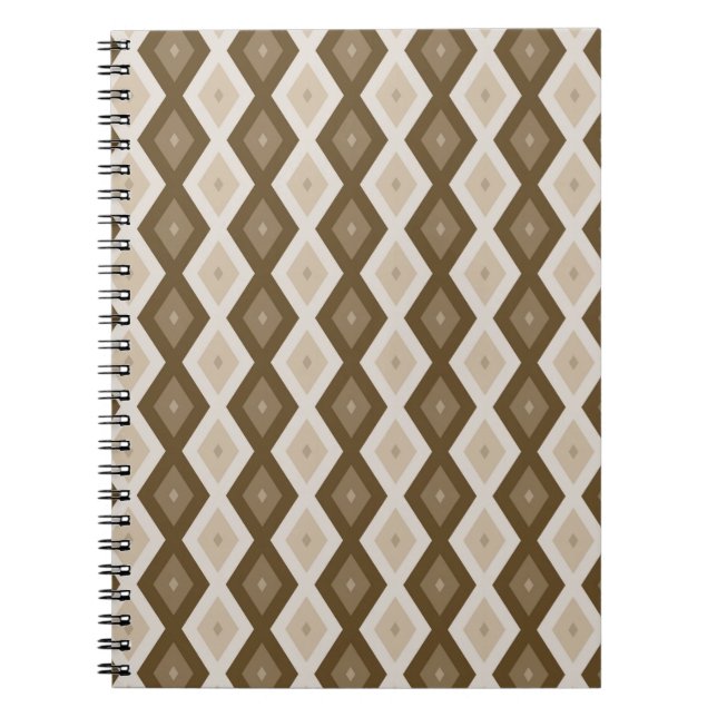 Carnet Tons de motif diamant brun (Devant)