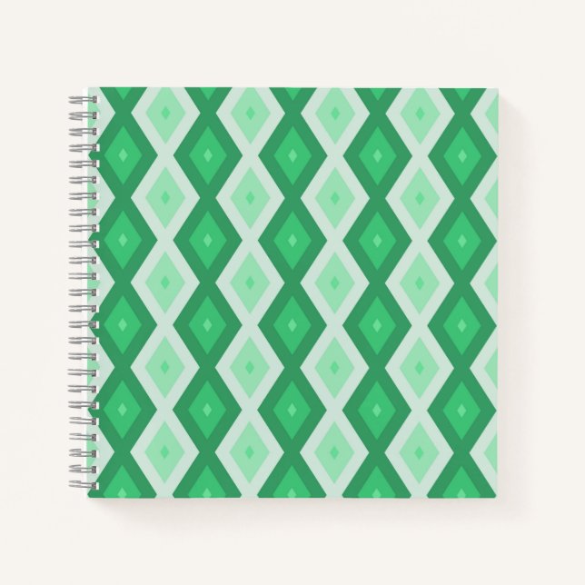 Carnet Tons de motif diamant vert (Devant)