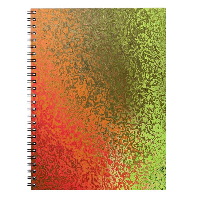Carnet Tons d'orange et Classeur de spirale verte (Devant)