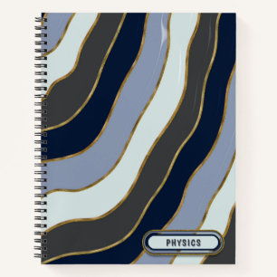 Carnet Tons Gris Blanc Or Moderne Stripes Wavy Sujet