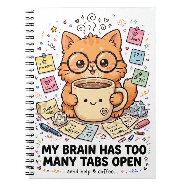Carnet Too Many Tabs - Funny Cat Notebook (Devant)