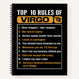 Carnet Top 10 rules of Virgo, Funny Virgo Facts, Zodiac A