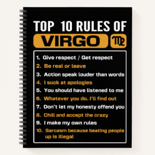 Carnet Top 10 rules of Virgo, Funny Virgo Facts, Zodiac A