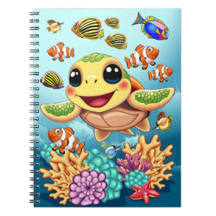 Carnet Tortue de mer bébé heureuse et mignonne