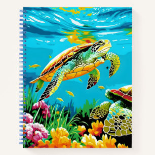 Carnet Tortue nageant dans la mer