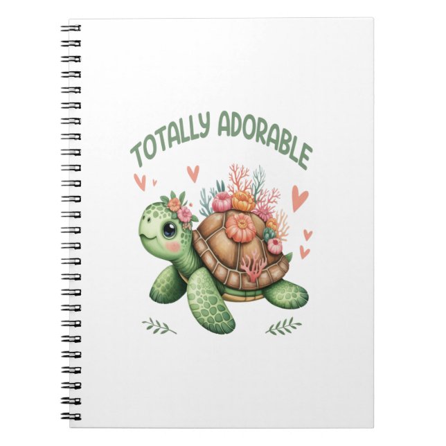 Carnet Tortue totalement adorable avec corail (Devant)