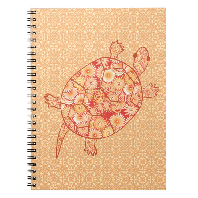 Carnet Tortue tourbée fractale - nuances de mandarine ora (Devant)