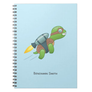 Carnet Tortue volante avec Jetpack bleu