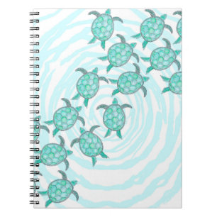 Carnet Tortues de mer turquoises d'aquarelle sur les