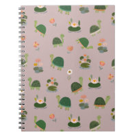 Tortues & nénuphars sur gris clair rose