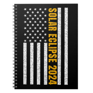Carnet Total Solar Eclipse USA 8 avril 2024 Drapeau améri