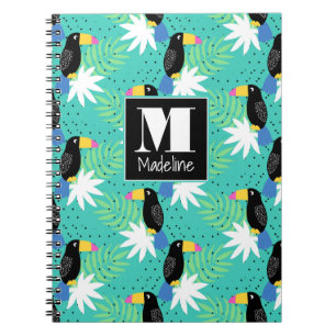Carnet Toucans sur le monogramme de Teal