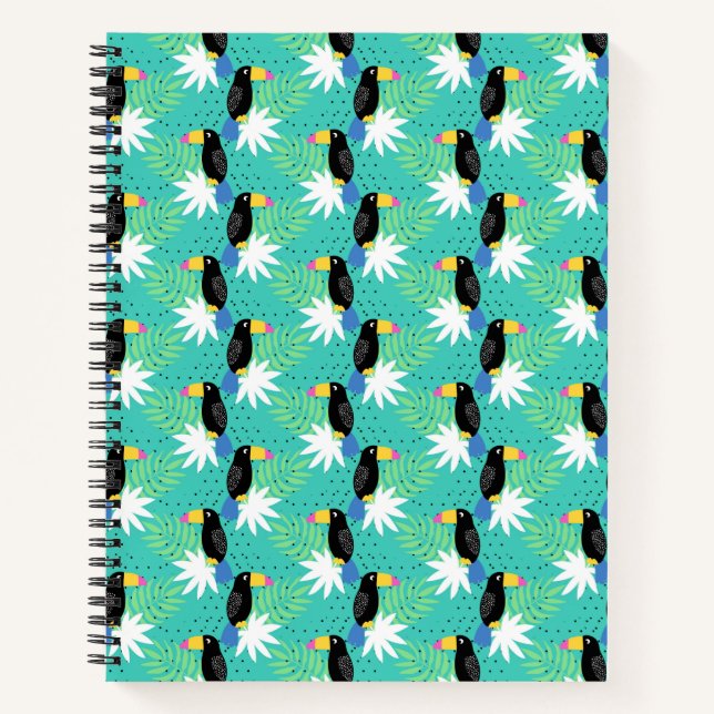 Carnet Toucans sur Turquoise (Devant)
