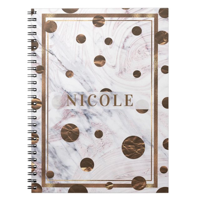 Carnet Touche de Rose or marbre bronze Fille de cuivre (Devant)