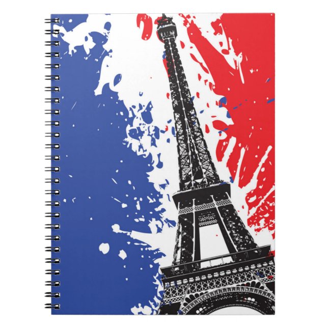 Carnet Tour Eiffel | drapeau grunge de Paris, France | (Devant)