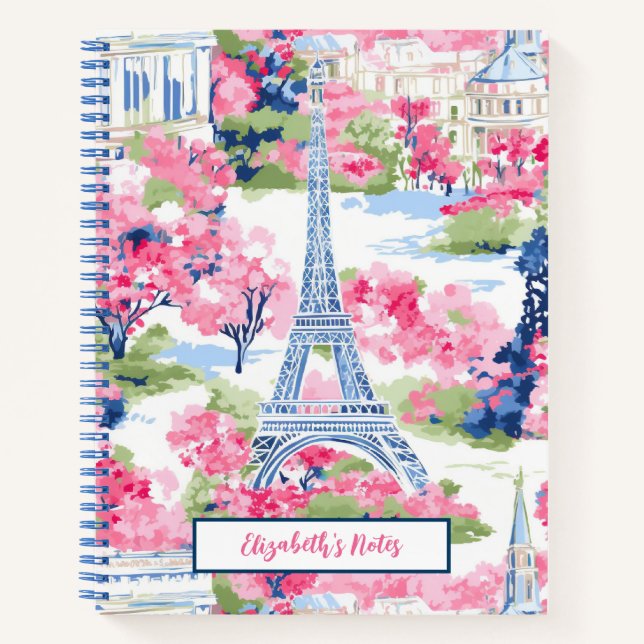 Carnet Tour Eiffel Paris France Floral School (Devant)