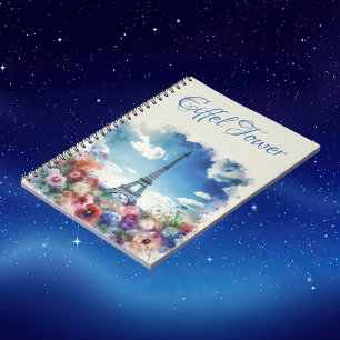 Carnet Tour Eiffel Paris Monogramme Floral  