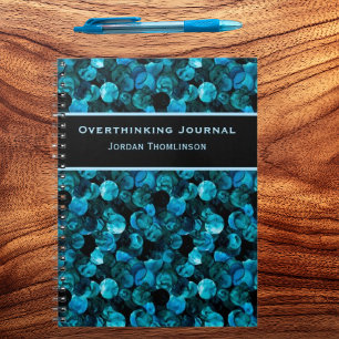 Carnet Tourbillons en bleu clair sarcelle aqua et noir St