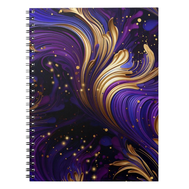 Carnet Tourbillons violets et dorés (Devant)