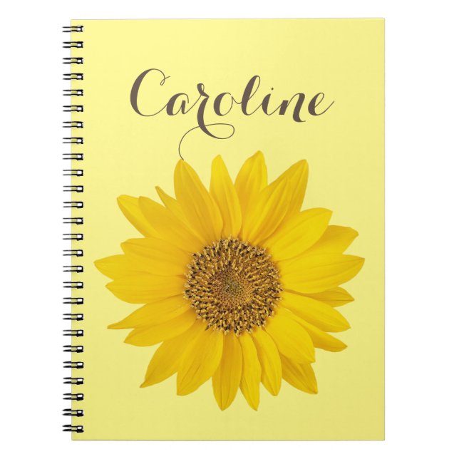 Carnet Tournesol avec nom personnalisé Jaune clair (Devant)