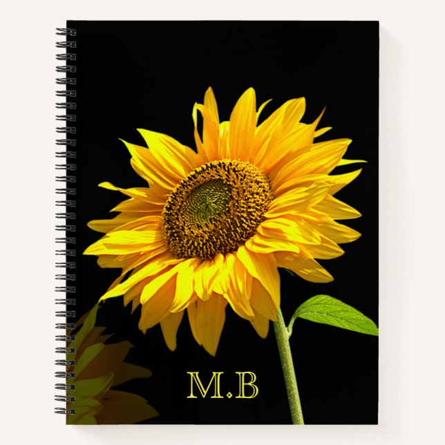 Carnet Tournesol brillant sur Arrière - plan noir (Devant)