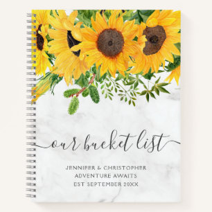 Carnet Tournesol en marbre Notre liste de seaux Couple's