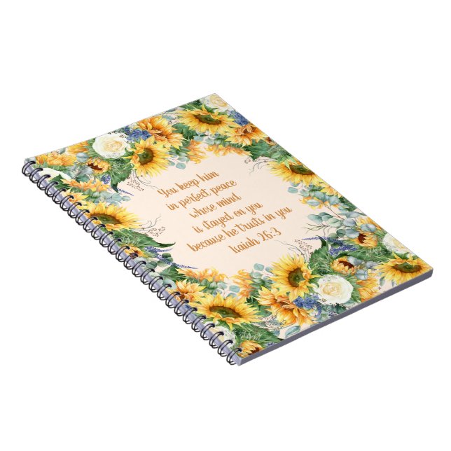 Carnet Tournesol Floral Bible Verse Garder la paix parfai (Côté Droit)
