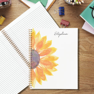 Carnet Tournesol jaune personnalisé