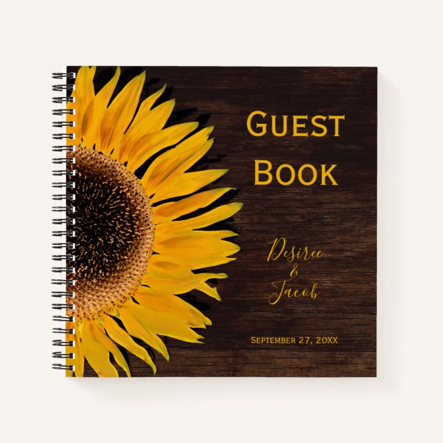 Carnet Tournesol Jaune rustique Pays Bois Brown (Devant)