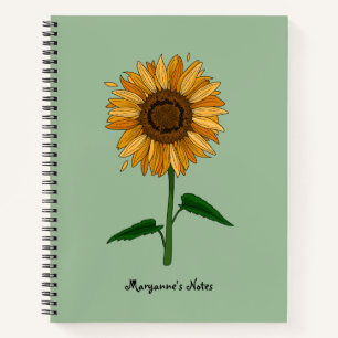 Carnet Tournesol Nom & Message Personnalisés