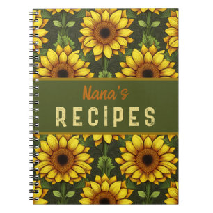 Carnet Tournesol orange jaune avec vert et Brown