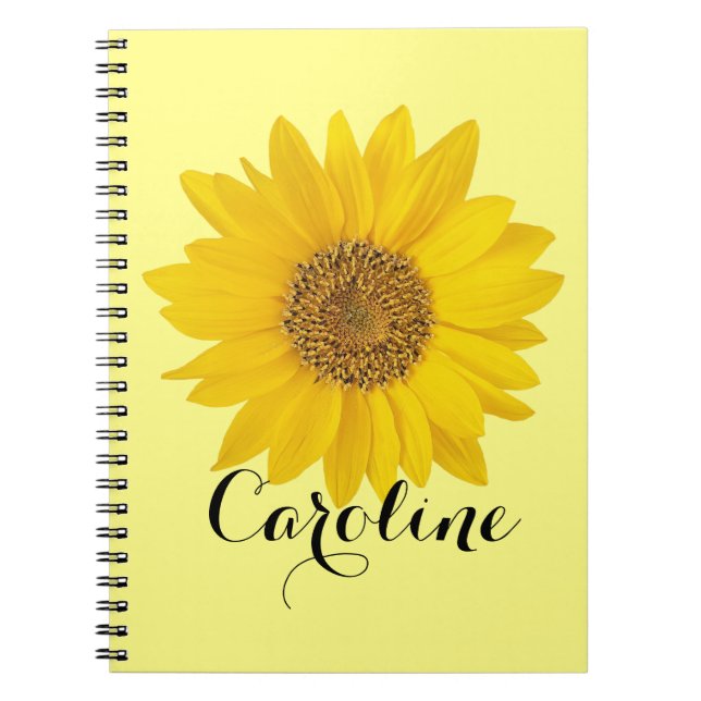 Carnet Tournesol unique avec nom personnalisé (Devant)